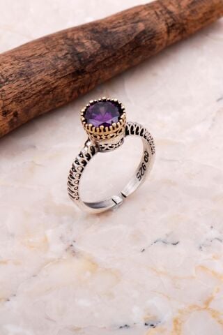 Ametist Taşlı Elişi Tasarım Gümüş Set 2056