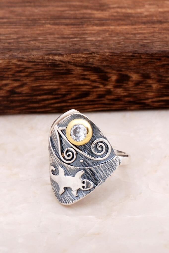 Kertenkele Tasarım Gümüş Yüzük 2881