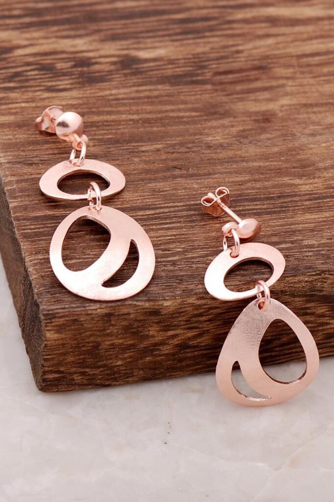 Rose Gümüş Elişi Tasarım Küpe 3882