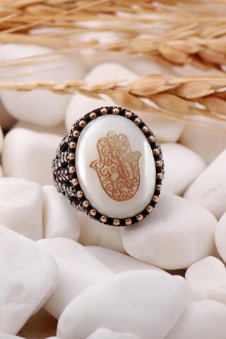 Bereket Eli Sedef Taşlı Gümüş Yüzük 67