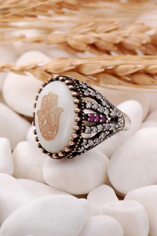 Bereket Eli Sedef Taşlı Gümüş Yüzük 67