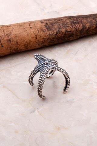 Deniz Yıldızı Tasarımlı Gümüş Elişi yüzük 3057