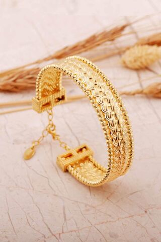 Dorika Altın Kaplama Örgü 925 Ayar Gümüş Bilezik 4809