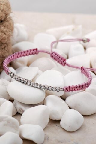 Su Yolu Gümüş Makrome Bileklik 3857