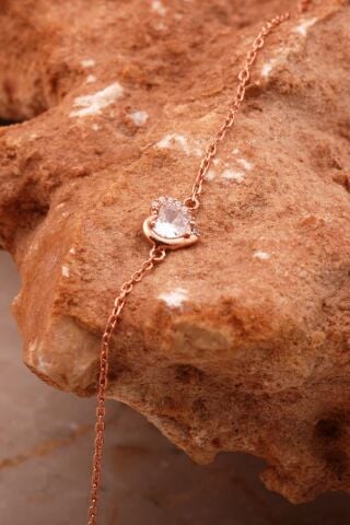 Kalp Mini Rose Gümüş Bileklik 4633