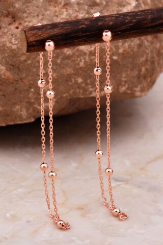 Toplu Tasarım Rose Gümüş Zincir Küpe 6107