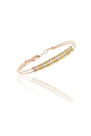 Dorika Altın Yaldızlı Rose 925 Ayar Gümüş Bilezik 3511