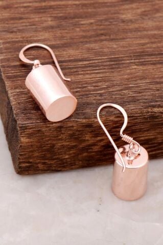 Rose Gümüş Silindir Tasarımlı Küpe 3889