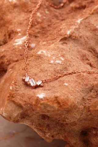 Baget Tasarım Mini Rose Gümüş Kolye 8022