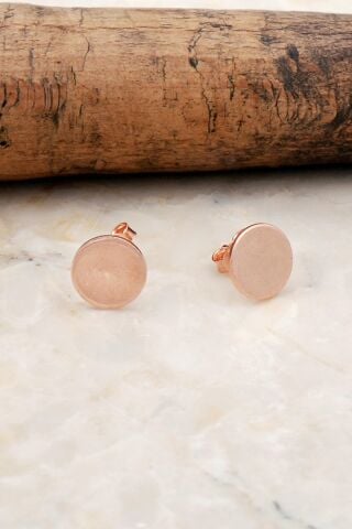 8 mm Plaka Rose Gümüş Küpe 5315
