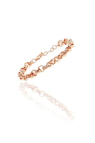 Rose Gümüş Doç Zincir Taşlı Bileklik 3516