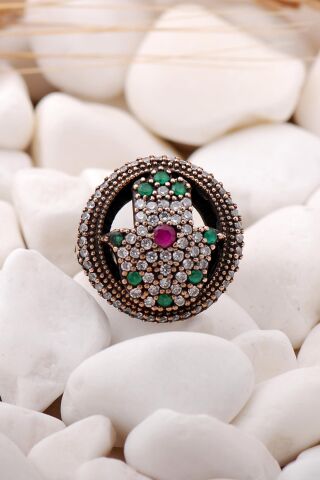 Bereket Eli Elişi Gümüş Yüzük 78