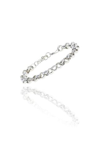 Doç Taşlı Zincir Gümüş Bileklik 3518