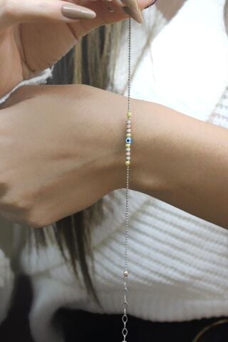 Dorika Nazar Boncuklu 925 Ayar Gümüş Bileklik 3519