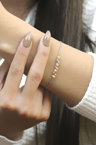 Dorika Altın Yaldızlı 925 Ayar Gümüş Bileklik 3520