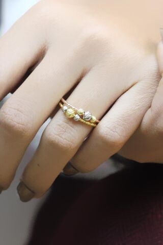 Dorika Altın Yaldızlı 925 Ayar Gümüş Yüzük 3058