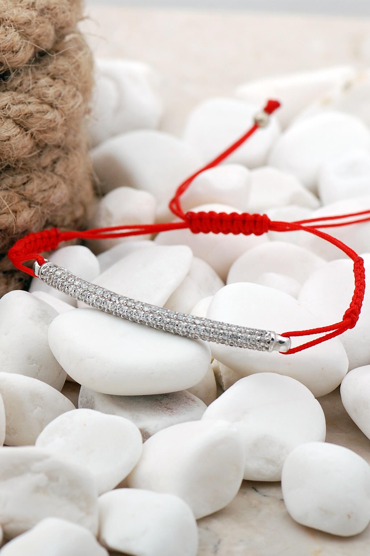 Çubuk Taşlı Makrome Gümüş Bileklik 3868