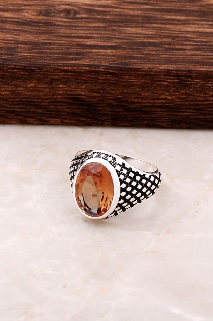 Renk Değiştiren Sultan Taşlı Gümüş Erkek Yüzük 965