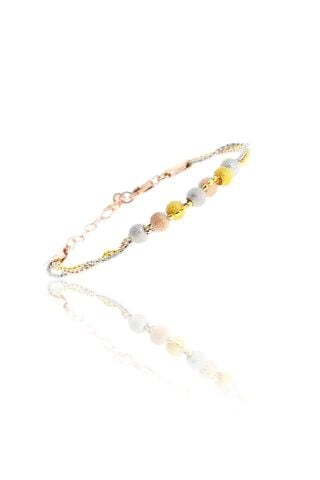 Dorissa Altın Yaldızlı Rose Gümüş Bileklik 3521