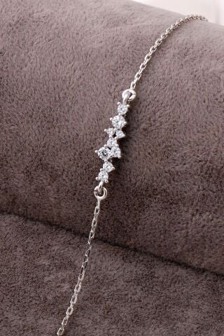 Lady Rodyumlu Sıra Taşlı Gümüş Bileklik 3968