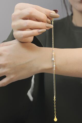 Dorika Altın Yaldızlı Rose 925 Ayar Gümüş Bileklik 3522