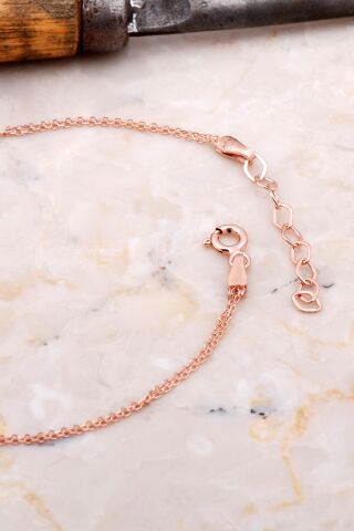Doğal Rodonit Taşlı Damla Mini Rose Gümüş Bileklik 4122