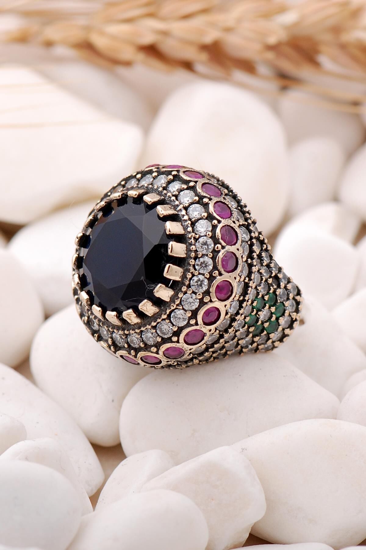 Safir Taşlı Elişi Gümüş Yüzük 100