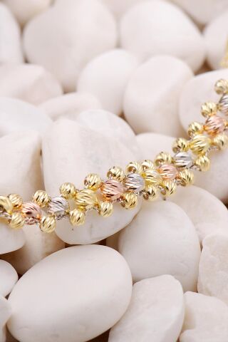 Dorissa Sıra Toplu Altın Yaldızlı Gümüş Bileklik 3876