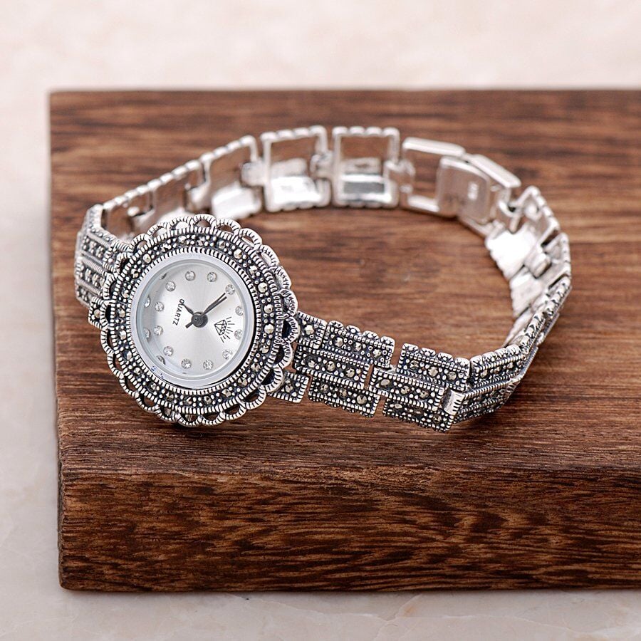 Markazit Taşlı Gümüş Saat 118