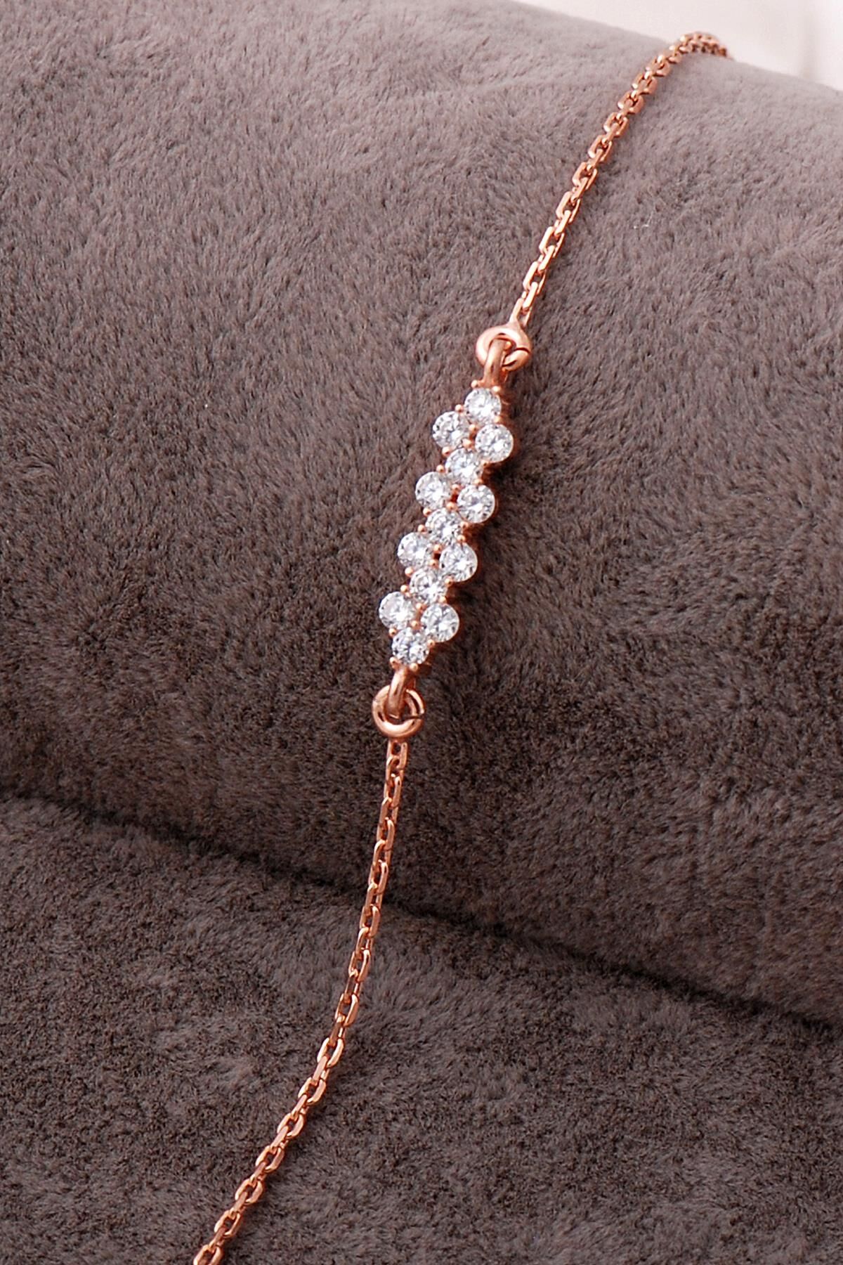 Sıra Taşlı Rose Gümüş Bileklik 3970