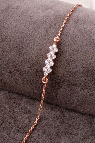 Sıra Taşlı Rose Gümüş Bileklik 3970