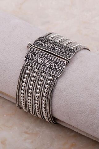 Midyat Hasırı Tasarım Elişi Oksitli Gümüş Bileklik 4304
