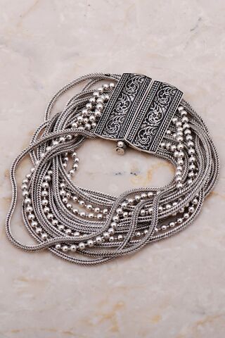 Midyat Hasırı Tasarım Elişi Oksitli Gümüş Bileklik 4304