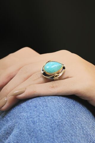 Turkuaz Elişi Tasarım Gümüş Yüzük 3061