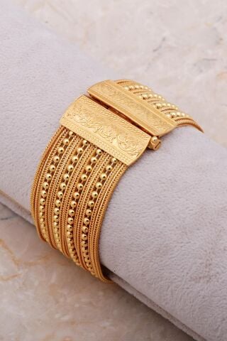 Midyat Hasırı Tasarım Elişi Altın Kaplama Gümüş Bileklik 4305