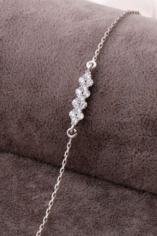 Sıra Taşlı Rodyumlu Gümüş Bileklik 3970