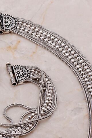 Midyat Hasırı Tasarım Elişi Oksitli Gümüş Set 2668