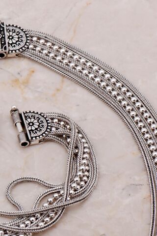 Midyat Hasırı Tasarım Elişi Oksitli Gümüş Set 2668