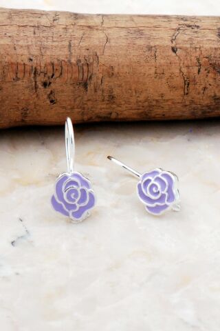 Gül Mineli Gümüş Çocuk Küpe 5334