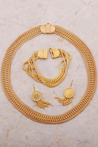 Midyat Hasırı Tasarım Elişi Altın Kaplama Gümüş Set 2669