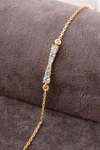 Su Yolu Altın Yaldızlı Gümüş Bileklik 3971