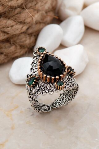 Telkari Elişi Taşlı Gümüş Yüzük 3230