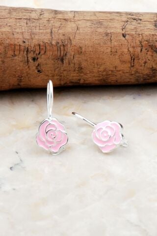 Gül Mineli Gümüş Çocuk Küpe 5335