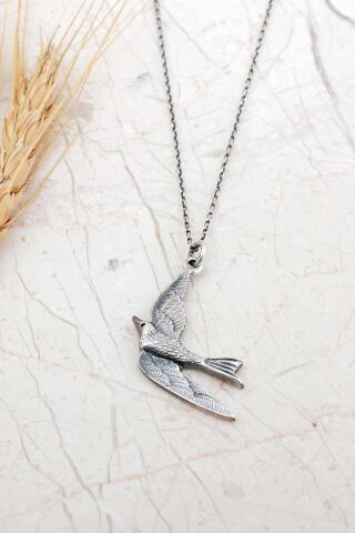 Güvercin Tasarım Elişi Gümüş Kolye 8084