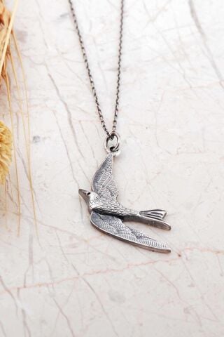Güvercin Tasarım Elişi Gümüş Kolye 8084