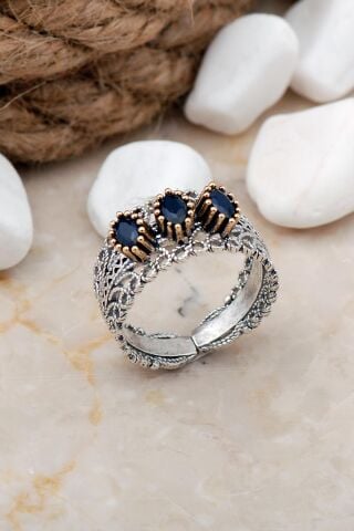 Telkari Elişi Gümüş Taşlı Yüzük 3232