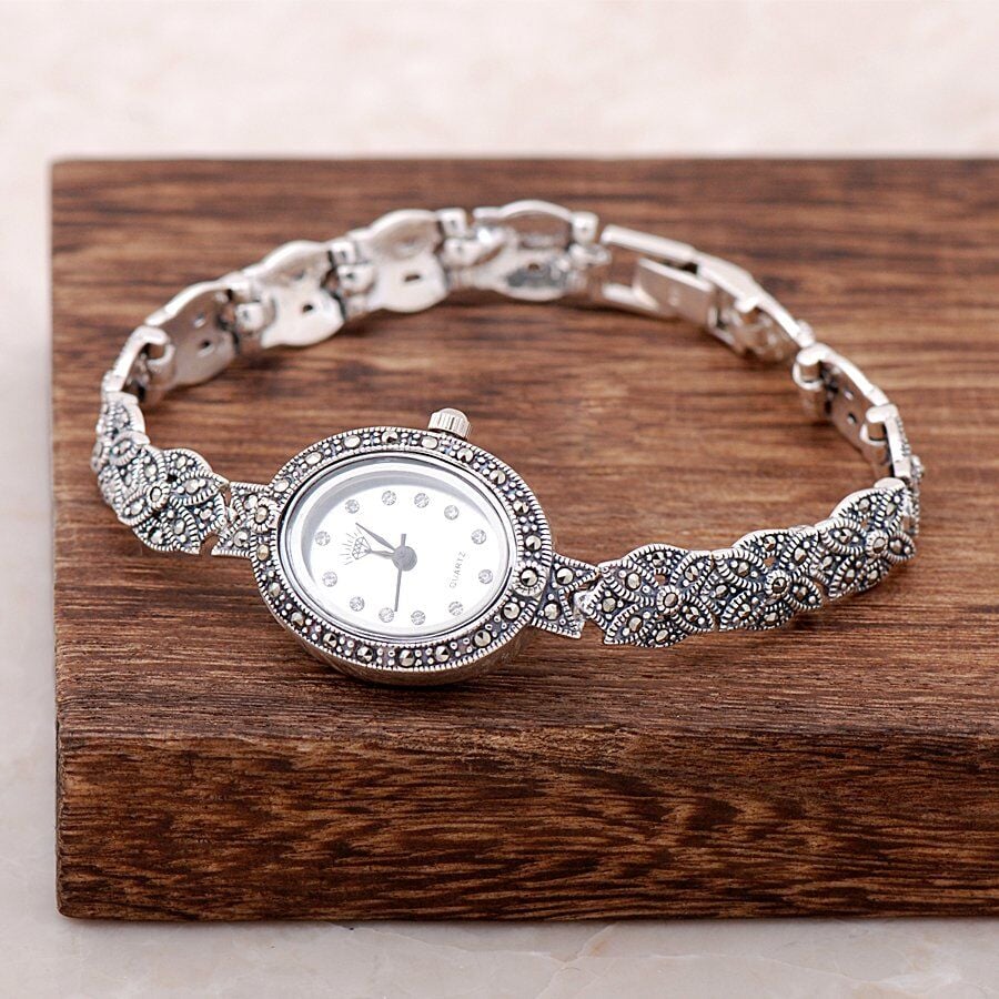 Markazit Taşlı Gümüş Saat 125