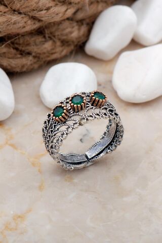 Telkari Elişi Taşlı gümüş Yüzük 3233