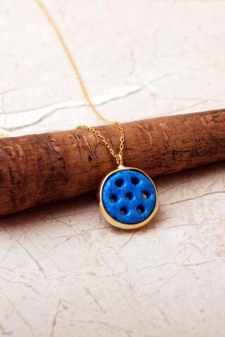 Süryani Nazar Boncuğu Altın Kaplama Gümüş Kolye 7941