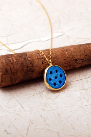 Süryani Nazar Boncuğu Altın Kaplama Gümüş Kolye 7941